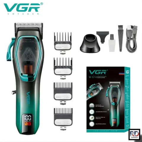 VGR ماكينة حلاقة كهربائية لاسلكية قابلة للشحن ضد الماء VGR-674 للرجال