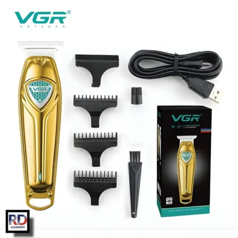 VGR-911 – ماكينة حلاقة كهربائية احترافية للرجال قابلة للشحن – USB – فولاذ مقاوم للصدأ